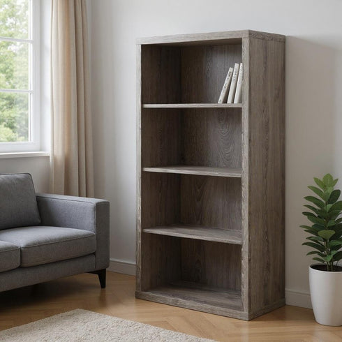 11.75" x 23.75" x 47.5" Cappuccino Particle Board Adjustable Shelves Bookshelf